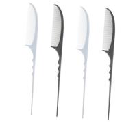 TOPPERFUN Peigne Antistatique Coiffure 4 Pièces Noir et Gris Peigne à Queue Fibres de Carbone Résistantes la Chaleur pour Professionnels et Usage Personnel Coiffage Démêlage et Tissage