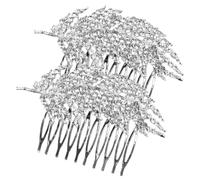 TOPPERFUN Peignes à Cheveux En Alliage Strass 2 Pièces Argenté Moyen, Accessoire Coiffure Mariage Femme, Décoratif Chignon Cérémonie, Postiches Légers Et Élégants