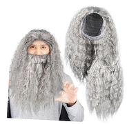TOPPERFUN Perruque Grise Et Barbe Pour Cosplay Accessoire Déguisement Fête Costume Halloween