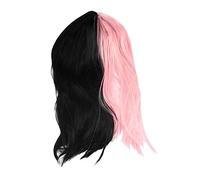 TOPPERFUN Perruque Synthétique Noire et Rose Longue et pour Cosplay Fêtes à Thème Confortable et Respirante Pours Performances Scène