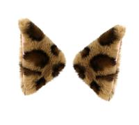 TOPPERFUN Pinces à Cheveux Paire Oreilles de Chat Peluche 1 Taille Unique Motif Léopard Rose Fête Halloween Déguisement Fille