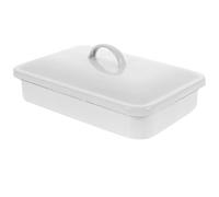TOPPERFUN Plat à Four Émaillé Blanc 30x20cm Couvercle, Multifonction | Desserts de Fête et Thé de L’après-midi, Nettoyage Facile, Quatre Appuis au Fond, Usage Quotidien