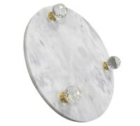 TOPPERFUN Plateau Décoratif Rond en Marbre Naturel Blanc, Porte-Bijoux Multifonction pour Salle de Bain et Maison, Support Décoratif Élégant pour Fruits et Accessoires, 25 Cm de Diamètre,