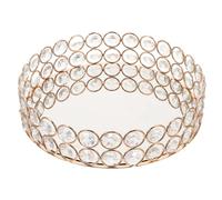 TOPPERFUN Plateau Miroir en Verre Doré 20X5 CM Plateau de Rangement pour Cosmétiques et Fruits Décoration Maison de Style Européen Assiette Polyvalente pour Bijoux et Rangement Intérieur