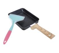 TOPPERFUN Poêle à Œufs Antiadhésive avec Spatule Silicone Set de Cuisine Japonaise Tamagoyaki Poêle à Omelette Ergonomique pour Usage et Cuisson Facile des Œufs