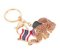TOPPERFUN Porte-Clés Éléphant en Métal avec Strass Colorés et Drapeau Thaïlandais Amulette Symbolique pour Paquet à Main ou Paquet à Dos Accessoire Souvenir Voyage Thaïlande