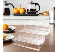 TOPPERFUN Présentoir Réfrigéré à 3 Niveaux Transparent en Plastique 2 Pieds Cylindriques Étagère Inclinée pour Supermarché Comptoir et Vitrine Alimentaire - Organisateur de Fruits