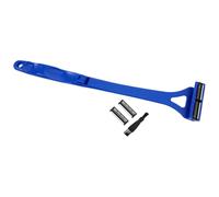 TOPPERFUN Rasoir Dorsal à Main pour Hommes et Femmes avec Triple Lame Remplaçable Manche Antidérapant Bleu Épilateur Corporel Manuel pour Dos et Poils Tenaces Usage Humide et Sec Livré