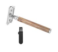 TOPPERFUN Rasoir Manuel Double Face à Manche en Bambou Outil de Taille de Barbe Portable Rasoir de Sécurité Vintage sans Lame Léger et Adapté au Rasage Précis Barbe Favoris pour Usage