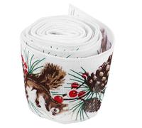 TOPPERFUN Ruban de Noël Imitation Lin à Fil de Fer pour Décorations DIY Cadeau et Couronnes Rustiques Motif Écureuil Blanc Résistant et Souple