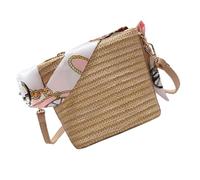 TOPPERFUN Sac Bandoulière Tissé Soie Style Frais Sac Plage Femme Multi-usage Cabas Léger et Élégant pour Vacances et Sorties Journalières Couleur Terre de Sienne