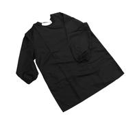 TOPPERFUN Tablier Long à Manches Longues pour Coiffeur Professionnel Blouse de Travail Résistante avec Poches Bavette de Coiffure Noire pour Salon de Barbier