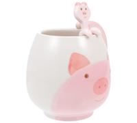 TOPPERFUN Tasse à Café en Céramique avec Cuillère, Mug Animal Cartoon Petit Format, Gobelet à Eau pour Thé et Lait, Service à Thé Original et Pratique, Tasse à Boisson Quotidienne