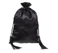 TOPPERFUN Trousse à Cordon à Pompon Noire En Satin, Pochette Compacte De Rangement à Cordon De Serrage, Paquet Multi-usages Pour Cosmétiques Et Articles Divers, Voyage, École Et Bureau