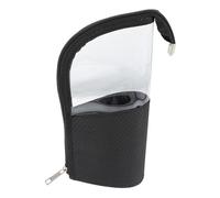 TOPPERFUN Trousse de Maquillage Portable pour Pinceaux et Accessoires, Taille Compacte, Imperméable en Tissu Oxford Noir, Femme, Voyage et Bureau, Pochette Transparente Facile à Nettoyer