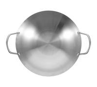 TOPPERFUN Wok Acier Inoxydable Double Poignée 32 CM, Poêle à Frire Cuisine Maison, Cuisson Légumes et Viande