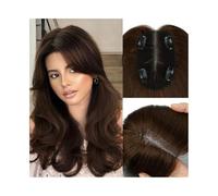 Toppers cheveux 3.5 "x .5" Base de dentelle suisse Toppers cheveux humains 10 pouces ligne naturelle droite Remy morceau pince dans les européens ajouter du volume(Bruin)