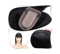 Toppers cheveux Extensions de cheveux for femme de 15,2 à 45,7 cm, vrais cheveux humains avec frange, 7 x 12,5 cm, base en soie, extension de cheveux à clipser, 150% de densité, cheveux indiens lisse