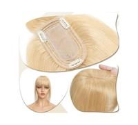 Toppers cheveux Extensions de cheveux for femme de 15,2 à 45,7 cm, vrais cheveux humains avec frange, 7 x 12,5 cm, base en soie, extension de cheveux à clipser, 150% de densité, cheveux indiens lisse