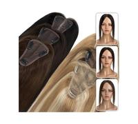 Toppers cheveux Extensions de cheveux humains for femme 8 x 10 cm - Base mono fine - Crochet à la main - Nœud unique - Cheveux indiens raides - Extensions de cheveux à clipser Toppers de perruque pour