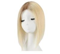 Toppers Cheveux Femmes 12 Pouces, Véritable Perruque Grande Base 5x5.5",Sans Frange for Les Clairsemés, Racines Couverture Ajoutent Du Volume Effet naturel et Volumineux(Blonde)