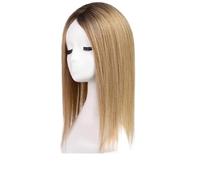 Toppers Cheveux Humains Remy 9 "× 9",16 Pouces for Femmes, Avec Plusieurs Clips Antidérapants Et Base Grande Surface, Postiches Supérieurs for Fins(Ombre Ash Brown)
