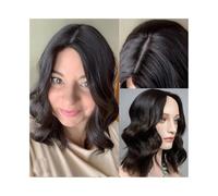 Toppers cheveux Postiche de 10 à 20 pouces for femmes, cheveux humains véritables, base en dentelle suisse de 8" x 8", postiche de cheveux ondulés européens vierges avec 1 peigne et 5 clips Toppers de