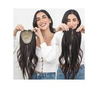 Toppers cheveux Postiche en cheveux humains ondulés for femmes 15 x 16 cm, postiche en peau de soie avec PU autour, postiche en cheveux vierges européens ondulés de 8 à 22 pouces for cheveux épais Top