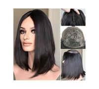 Toppers cheveux Postiche en cheveux humains raides for femmes 8"x8" avec dessus en soie for cuir chevelu et peau, postiche en cheveux vierges raides à clipser for femmes souffrant de perte de cheveux