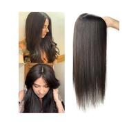 Toppers cheveux Postiche sans frange Partie centrale Postiche en cheveux raides Véritables cheveux humains 15x16cm Base en soie Clip en postiches raides for femmes aux cheveux clairsemés Toppers de pe