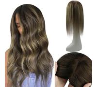 Toppers cheveux Postiches en cheveux humains raides for femmes de 10 à 18 pouces, 13 x 13 cm, postiches à grande surface avec base mono et 4 clips, postiches brésiliens noués à la main Toppers de perr