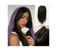 Toppers cheveux Postiches en cheveux humains véritables, 4"×4,5" Base en soie respirante Postiche en cheveux noirs naturels Postiche en cheveux raides Remy for femmes souffrant de cheveux clairsemés e