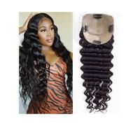 Toppers cheveux Postiches ondulés profonds, postiches respirants en dentelle suisse de 5"x5" 8"-22" postiches en cheveux humains brésiliens avec pince à cheveux for bébé postiches bouclés ondulés Topp