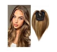 Toppers cheveux Toppers de cheveux for femmes 10 "Vrais cheveux humains Toppers, 12x13cm Toppers de cheveux attachés à la main avec pince de base en dentelle suisse dans un morceau de cheveux Remy dro