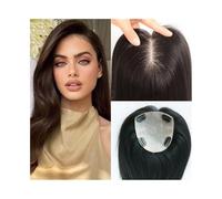 Toppers cheveux Toppers de cheveux for femmes, cheveux humains Remy sans frange, postiches lisses, double nœud, 12x14 CM, base en soie, ajoute du volume aux cheveux Toppers de perruque pour cheveux cl