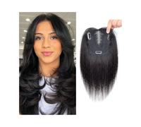 Toppers cheveux Vrais cheveux humains for femme 13 x 12 cm - Base en dentelle suisse respirante - 25,4 cm - Ligne de cheveux naturelle - Remy - for ajouter du volume aux cheveux Toppers de perruque po