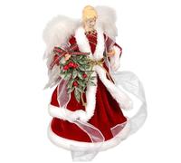 Toppers d'arbre de Noël Topper Angel Topper 12, 6 Pouces Debout Red Christmas Angel Figurines for Home Holiday Decorations Ornement d'hiver