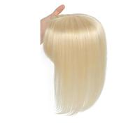 Toppers de cheveux humains for femmes for cheveux clairsemés for ajouter du volume, perruques à clipser à base de soie 12x13 cm avec frange for une couverture à 360 °(10 inch,Blonde)