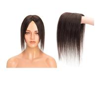 Toppers de cheveux humains for femmes, postiche Invisible à Clip, Base 8x10 cm, attachée à la main, postiche supérieur Wiglet Hair Extensions Pièces Wigs(10 inch,Natural Black)
