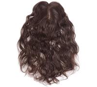 Toppers de cheveux humains pour femmes, 7x10cm, Base en soie bouclée à Clip, postiche ondulée pour cheveux clairsemés(Brown)