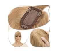 Toppers de cheveux pour femmes Extensions de cheveux for femme de 15,2 à 45,7 cm, vrais cheveux humains avec frange, 7 x 12,5 cm, base en soie, extension de cheveux à clipser, 150% de densité, cheveu