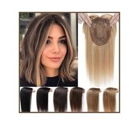 Toppers de cheveux pour femmes Topper de cheveux avec frange for femmes, Base supérieure en soie respirante, Clip en vrais cheveux humains, cheveux brésiliens lisses Remy avec frange Pinces à cheveux(