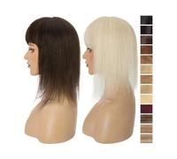 Toppers de cheveux pour femmes Topper de cheveux humains droits avec frange couronne Topper postiches for femmes 8.5x8.5 cm Base de dentelle faite à la Machine Wiglet Topper for cheveux clairsemés Top