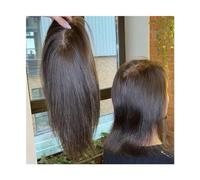 Toppers de cheveux pour femmes Toppers de cheveux humains de 8 à 22 pouces, base en soie respirante avec 2 cm de PU autour, morceaux de cheveux Remy naturels droits attachés à la main for femmes aux c