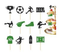 Toppers De Football Pour Cupcakes, Bâtonnets De Ballon De Football 2D | 12 Pièces Drapeaux Pour Cupcakes Sportifs | Pour Hommes, Amateurs, Dessert, Pâtisserie, Maison, Célébrations, Jeux, Ev