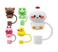 Toppers de paille - Chapeau de couverture de paille | Couvertures de paille | Boire des bouchons de paille | Toppers de protection de bouchon pour animaux mignons 3D pour femmes Eau adulte Girls |