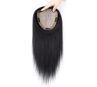 Toppers for femmes, vrais cheveux humains, 5 x 5 pouces, pièces de cheveux à base de soie, sans frange for éclaircir, postiches Remy(Medium Brown,20 inch)