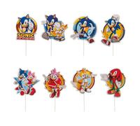 dekora, Sonic Kit de décoration de gâteau d'anniversaire 16 pièces 10,5 x 7 cm