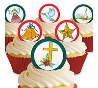 Toppershack Lot de 12 mini-disques assortis Noël traditionnels Comestibles PRÉ-DÉCOUPÉS par Cakeshop