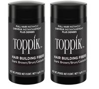 TOPPIK Fibres Capillaires Densifiantes à base de Kératine, Brun - 3g - Cheveux à l'Aspect Naturellement plus Epais - Pour densifier Racines, Ligne Frontale, Barbe, Calvitie (Lot de 2)